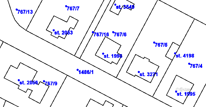 Parcela st. 1996 v KÚ Strakonice, Katastrální mapa