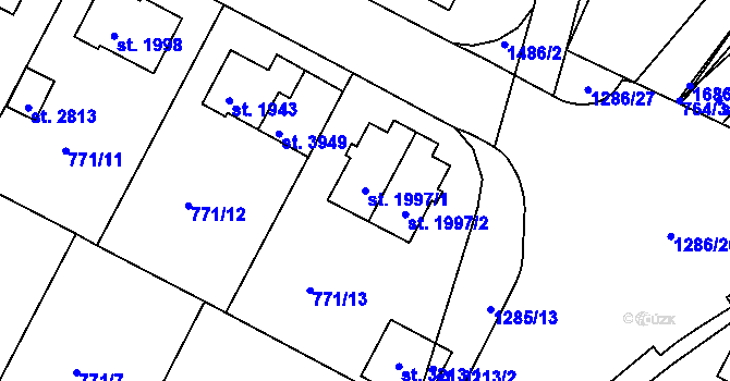 Parcela st. 1997/1 v KÚ Strakonice, Katastrální mapa