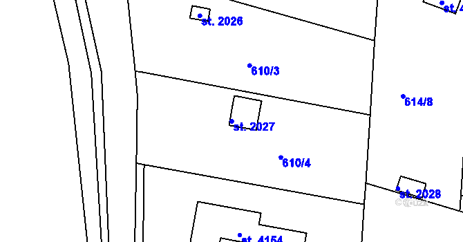 Parcela st. 2027 v KÚ Strakonice, Katastrální mapa