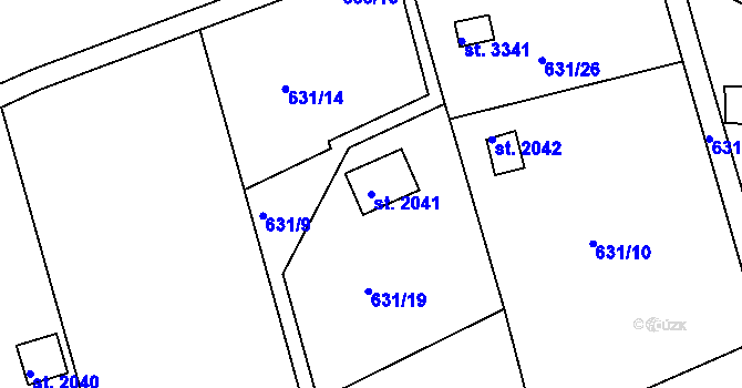 Parcela st. 2041 v KÚ Strakonice, Katastrální mapa