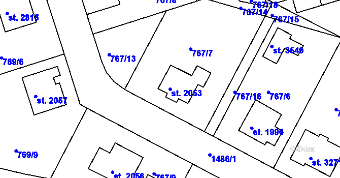 Parcela st. 2053 v KÚ Strakonice, Katastrální mapa
