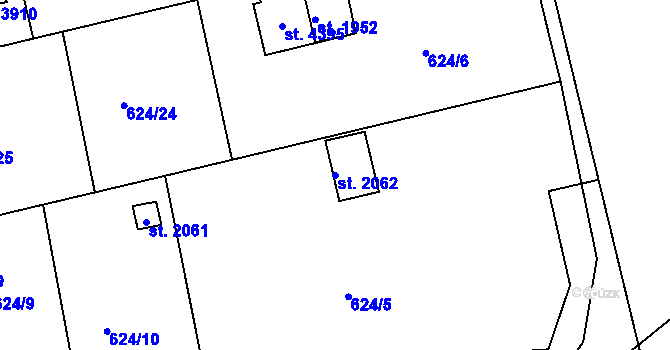 Parcela st. 2062 v KÚ Strakonice, Katastrální mapa
