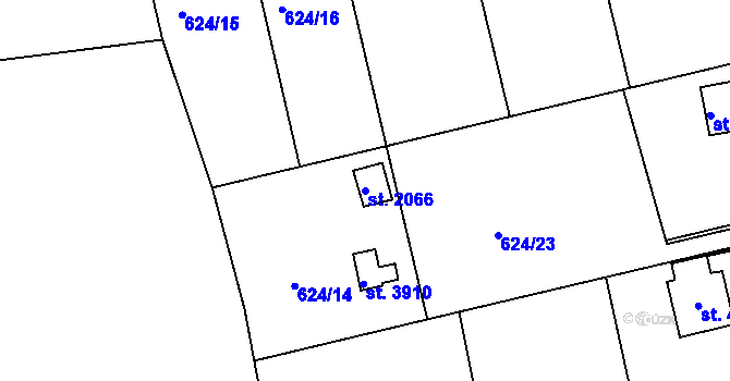 Parcela st. 2066 v KÚ Strakonice, Katastrální mapa