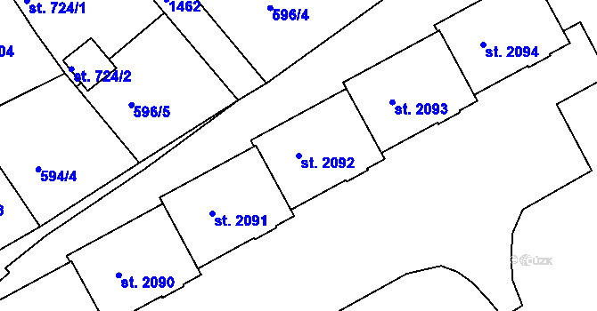 Parcela st. 2092 v KÚ Strakonice, Katastrální mapa