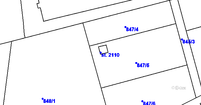 Parcela st. 2110 v KÚ Strakonice, Katastrální mapa