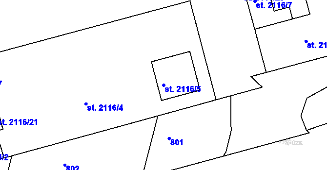 Parcela st. 2116/5 v KÚ Strakonice, Katastrální mapa