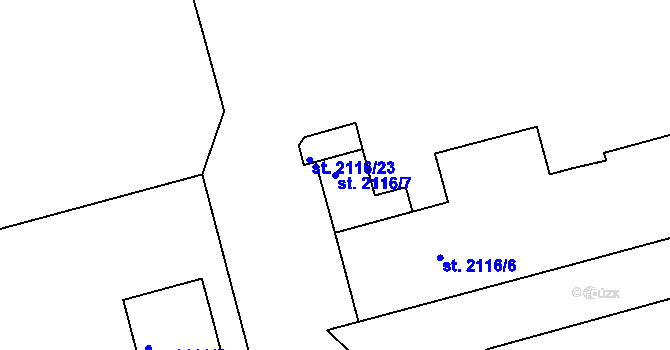 Parcela st. 2116/7 v KÚ Strakonice, Katastrální mapa