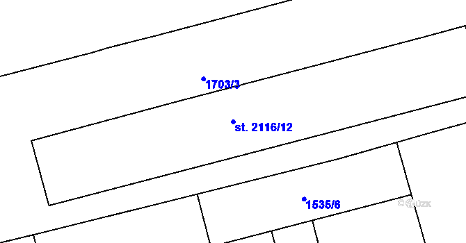 Parcela st. 2116/12 v KÚ Strakonice, Katastrální mapa