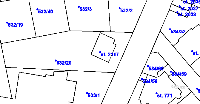 Parcela st. 2117 v KÚ Strakonice, Katastrální mapa