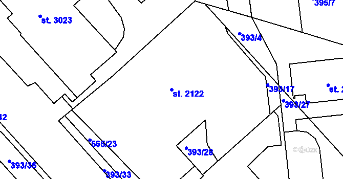 Parcela st. 2122 v KÚ Strakonice, Katastrální mapa