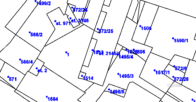 Parcela st. 2145/1 v KÚ Strakonice, Katastrální mapa
