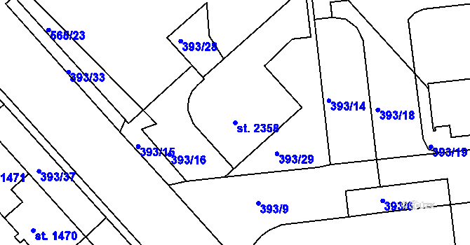 Parcela st. 2358 v KÚ Strakonice, Katastrální mapa