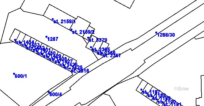 Parcela st. 2367 v KÚ Strakonice, Katastrální mapa