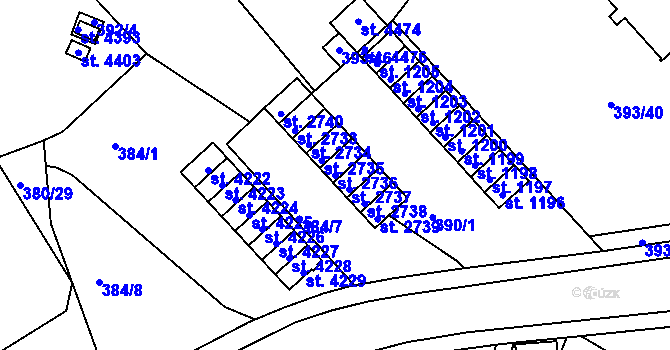 Parcela st. 2736 v KÚ Strakonice, Katastrální mapa