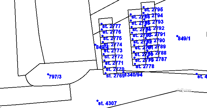 Parcela st. 2772 v KÚ Strakonice, Katastrální mapa
