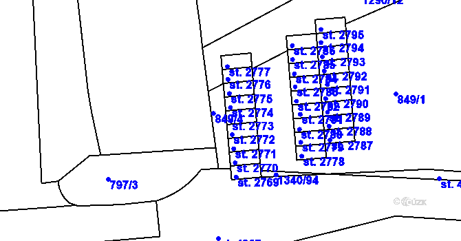 Parcela st. 2773 v KÚ Strakonice, Katastrální mapa