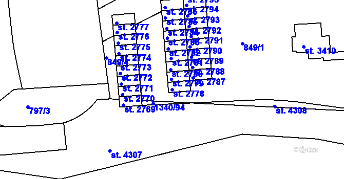 Parcela st. 2778 v KÚ Strakonice, Katastrální mapa
