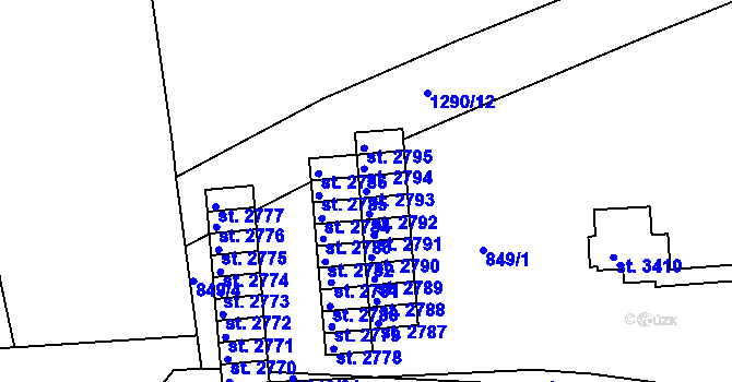 Parcela st. 2793 v KÚ Strakonice, Katastrální mapa