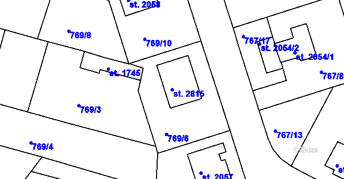 Parcela st. 2815 v KÚ Strakonice, Katastrální mapa