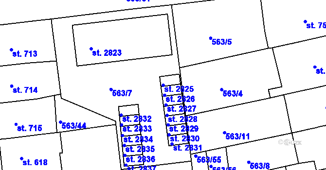 Parcela st. 2825 v KÚ Strakonice, Katastrální mapa