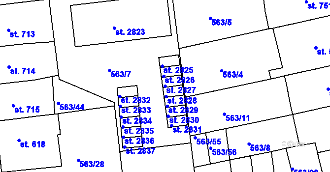 Parcela st. 2827 v KÚ Strakonice, Katastrální mapa