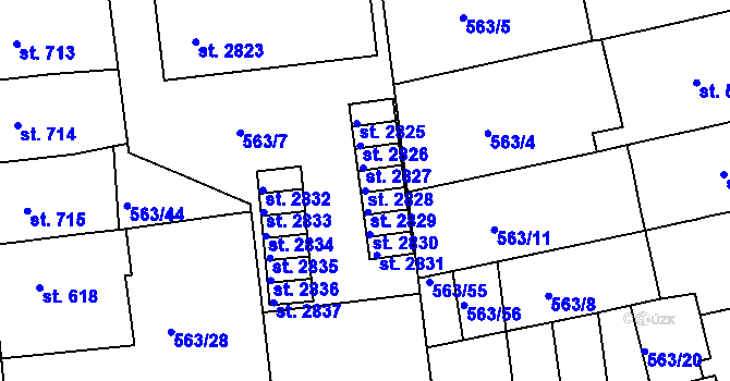 Parcela st. 2828 v KÚ Strakonice, Katastrální mapa