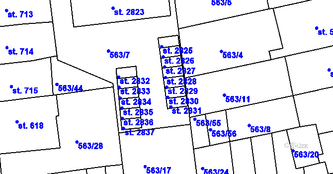 Parcela st. 2829 v KÚ Strakonice, Katastrální mapa
