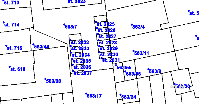 Parcela st. 2830 v KÚ Strakonice, Katastrální mapa