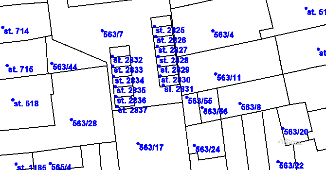 Parcela st. 2831 v KÚ Strakonice, Katastrální mapa