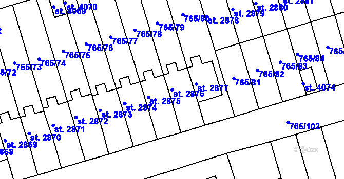 Parcela st. 2876 v KÚ Strakonice, Katastrální mapa