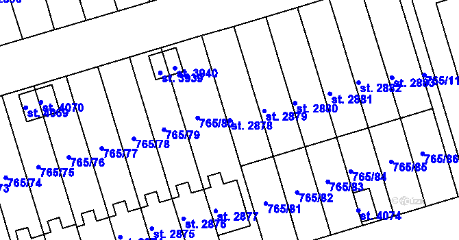 Parcela st. 2878 v KÚ Strakonice, Katastrální mapa