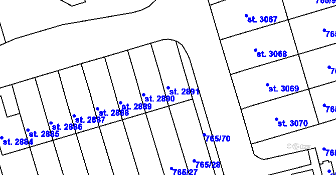 Parcela st. 2891 v KÚ Strakonice, Katastrální mapa