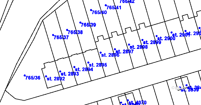 Parcela st. 2896 v KÚ Strakonice, Katastrální mapa