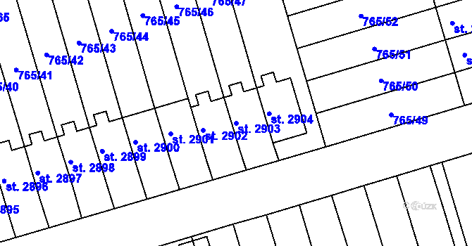 Parcela st. 2903 v KÚ Strakonice, Katastrální mapa