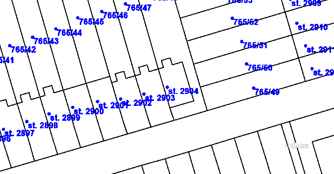 Parcela st. 2904 v KÚ Strakonice, Katastrální mapa