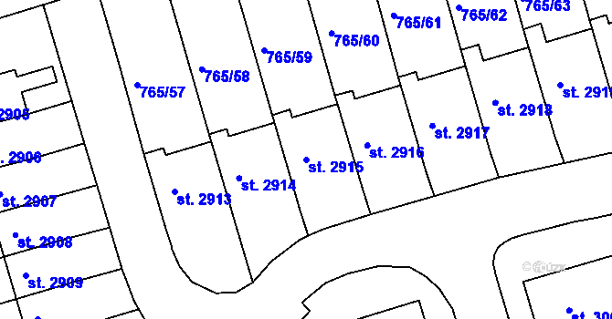 Parcela st. 2915 v KÚ Strakonice, Katastrální mapa