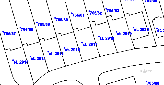 Parcela st. 2917 v KÚ Strakonice, Katastrální mapa