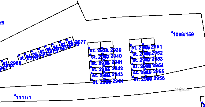 Parcela st. 2940 v KÚ Strakonice, Katastrální mapa