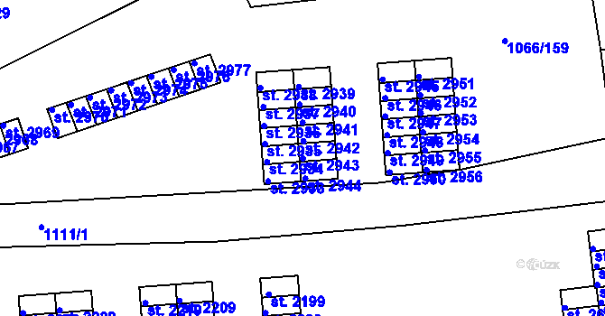 Parcela st. 2943 v KÚ Strakonice, Katastrální mapa