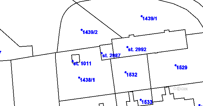 Parcela st. 2987 v KÚ Strakonice, Katastrální mapa
