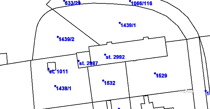 Parcela st. 2992 v KÚ Strakonice, Katastrální mapa