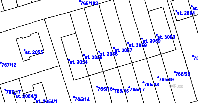 Parcela st. 3056 v KÚ Strakonice, Katastrální mapa