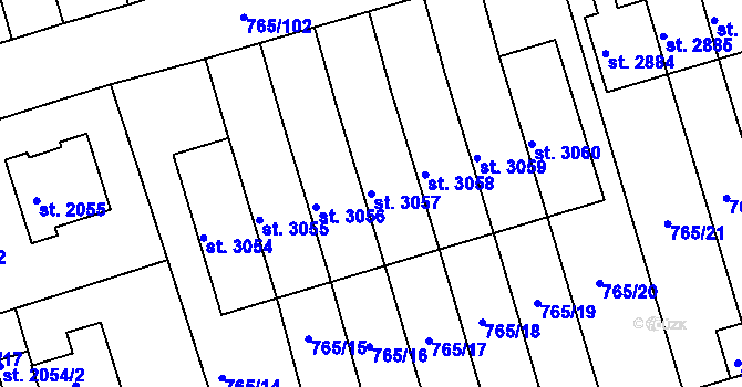 Parcela st. 3057 v KÚ Strakonice, Katastrální mapa