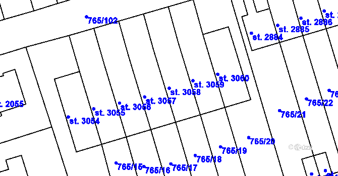 Parcela st. 3058 v KÚ Strakonice, Katastrální mapa