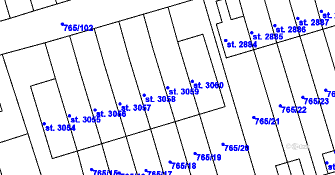 Parcela st. 3059 v KÚ Strakonice, Katastrální mapa