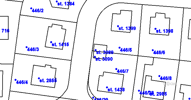Parcela st. 3089 v KÚ Strakonice, Katastrální mapa