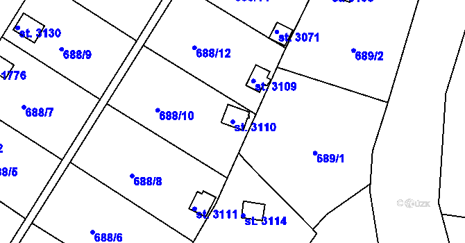Parcela st. 3110 v KÚ Strakonice, Katastrální mapa