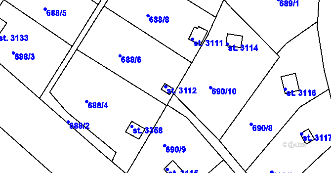 Parcela st. 3112 v KÚ Strakonice, Katastrální mapa
