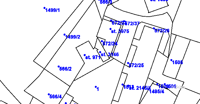 Parcela st. 3146 v KÚ Strakonice, Katastrální mapa