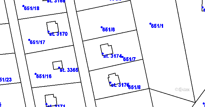 Parcela st. 3174 v KÚ Strakonice, Katastrální mapa